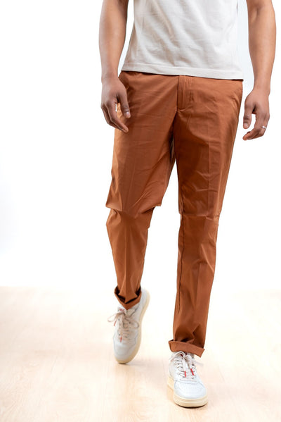 White sand pantalone uomo greg marrone in cotone, fronte