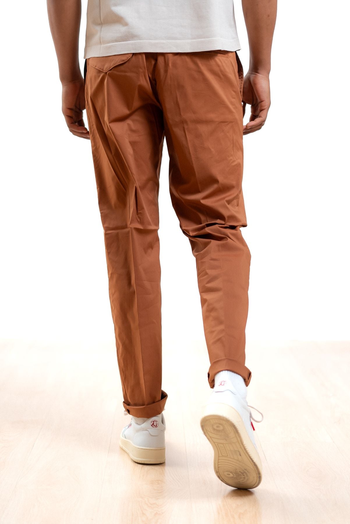 White sand pantalone uomo greg marrone in cotone, retro