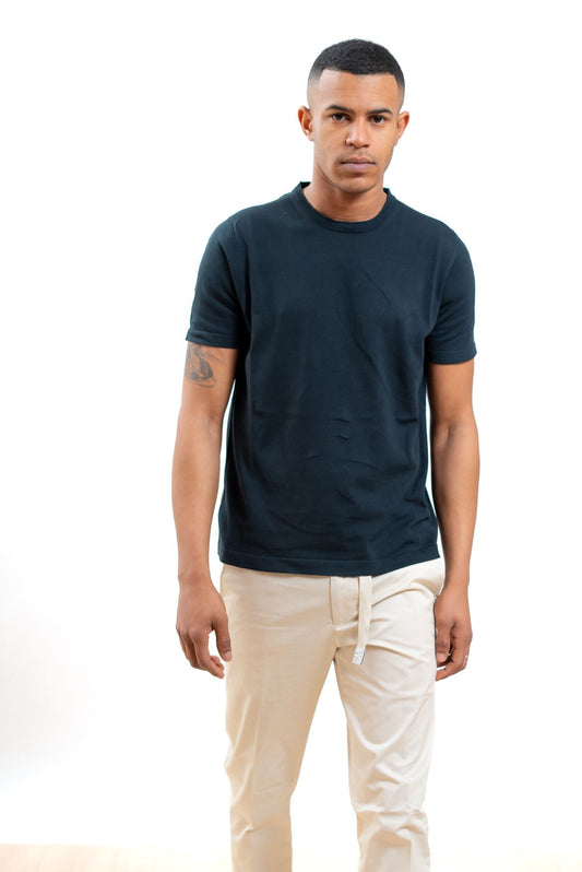 kangra cashmere uomo maglia in filo di cotone nera a girocollo