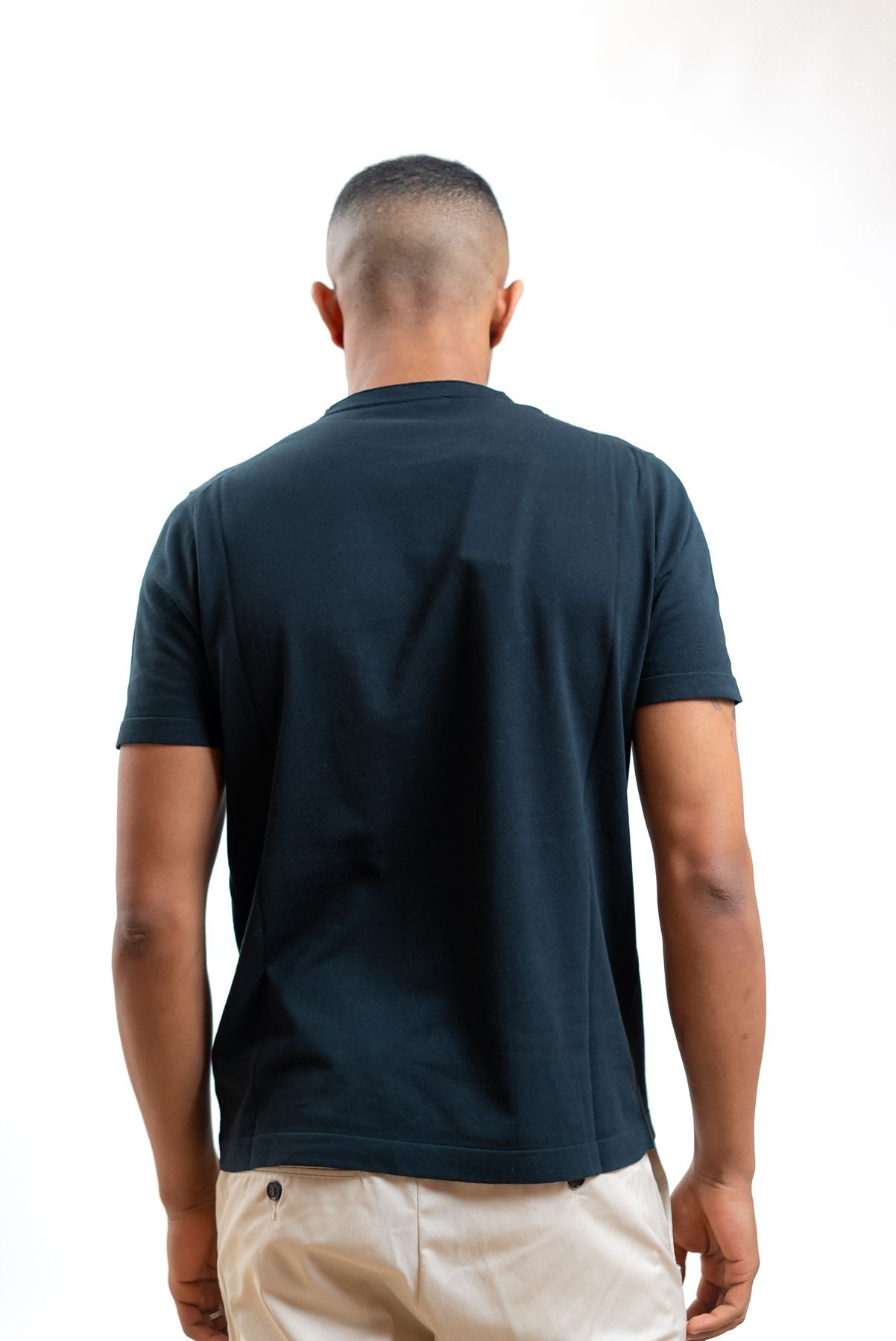 kangra cashmere uomo maglia in filo di cotone nera a girocollo, retro