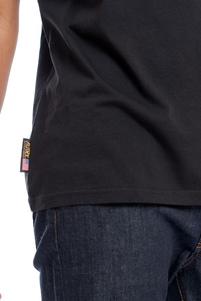 Autry - T-shirt Nera con Logo Bandiera Americana