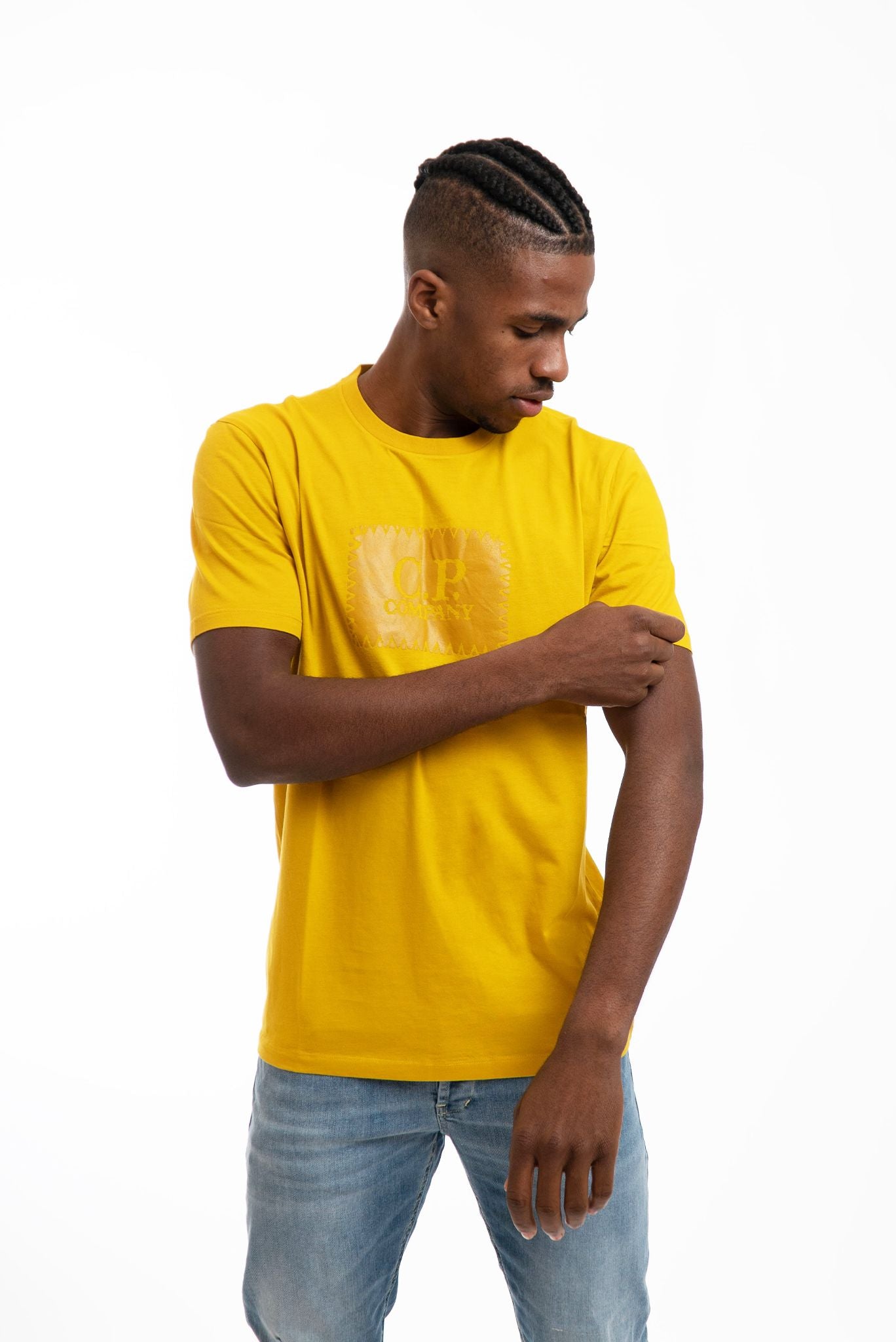 T-shirt con Stampa Tono su Tono Giallo