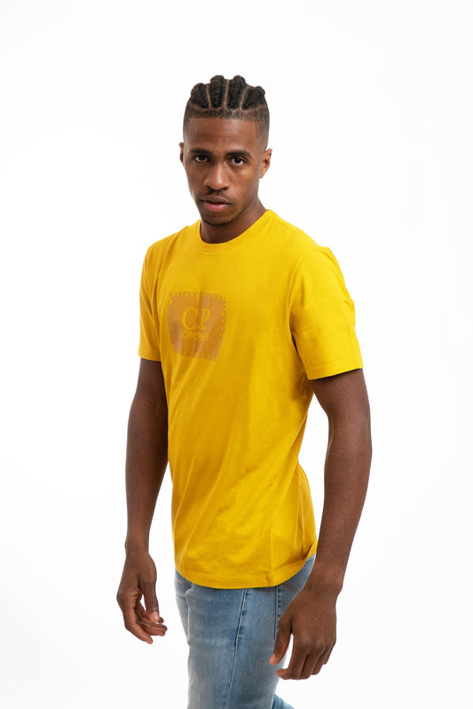 T-shirt con Stampa Tono su Tono Giallo