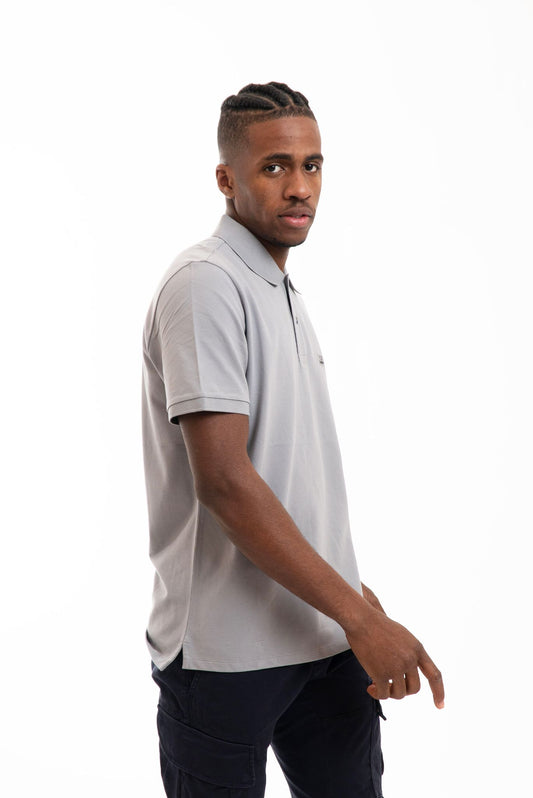 Polo in Piquet con Logo Grigio