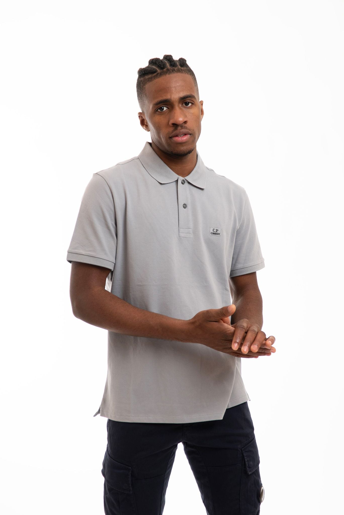 Polo in Piquet con Logo Grigio
