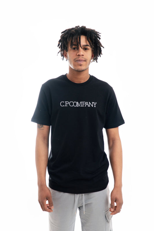 T-shirt in Jersey con Logo Grande Nero