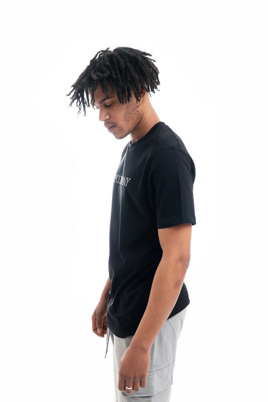 T-shirt in Jersey con Logo Grande Nero