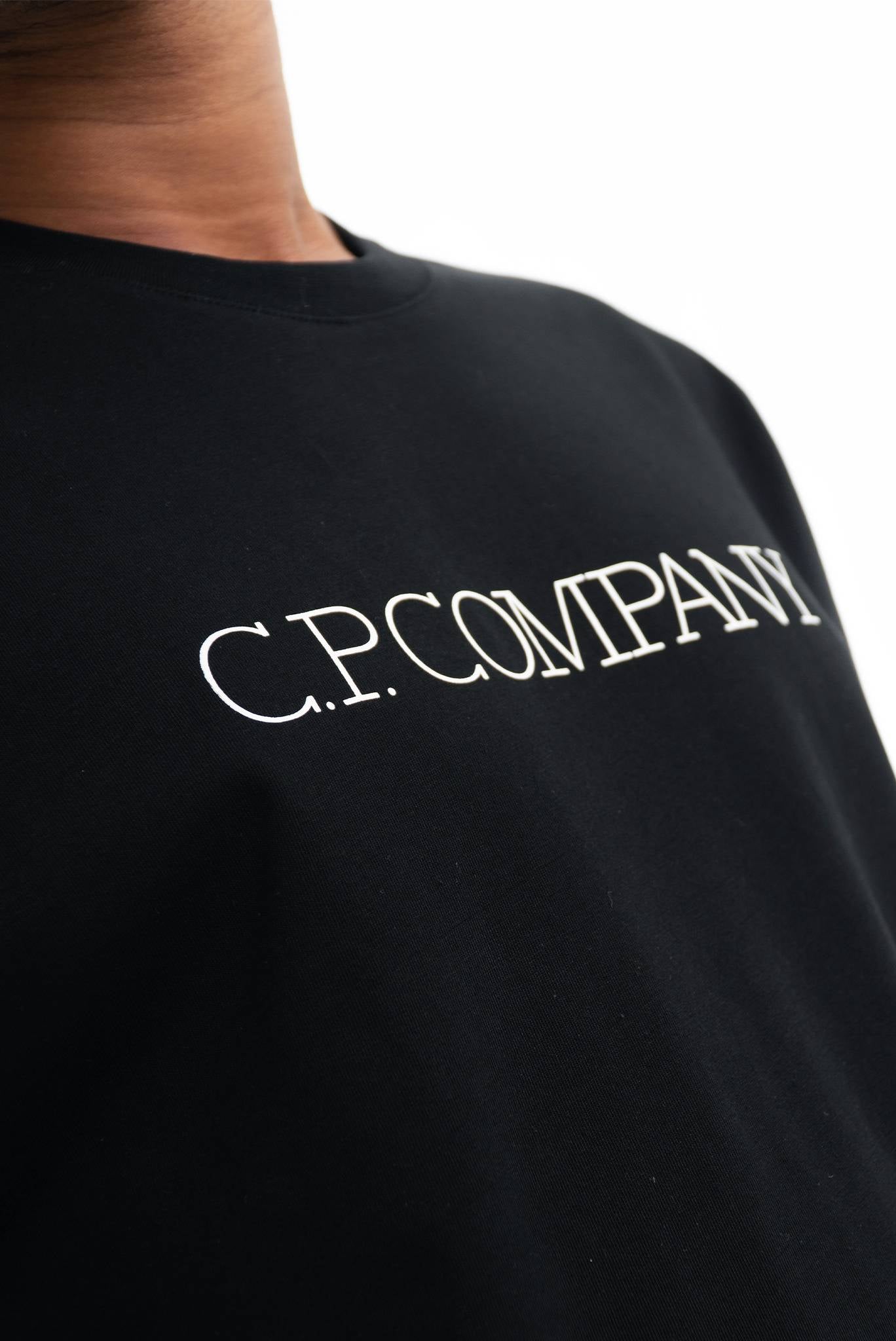 T-shirt in Jersey con Logo Grande Nero