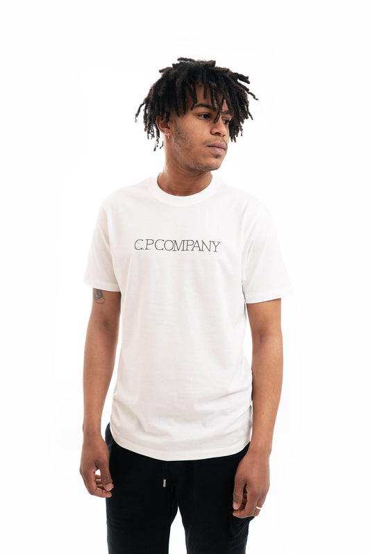 T-shirt in Jersey con Logo Grande Bianco