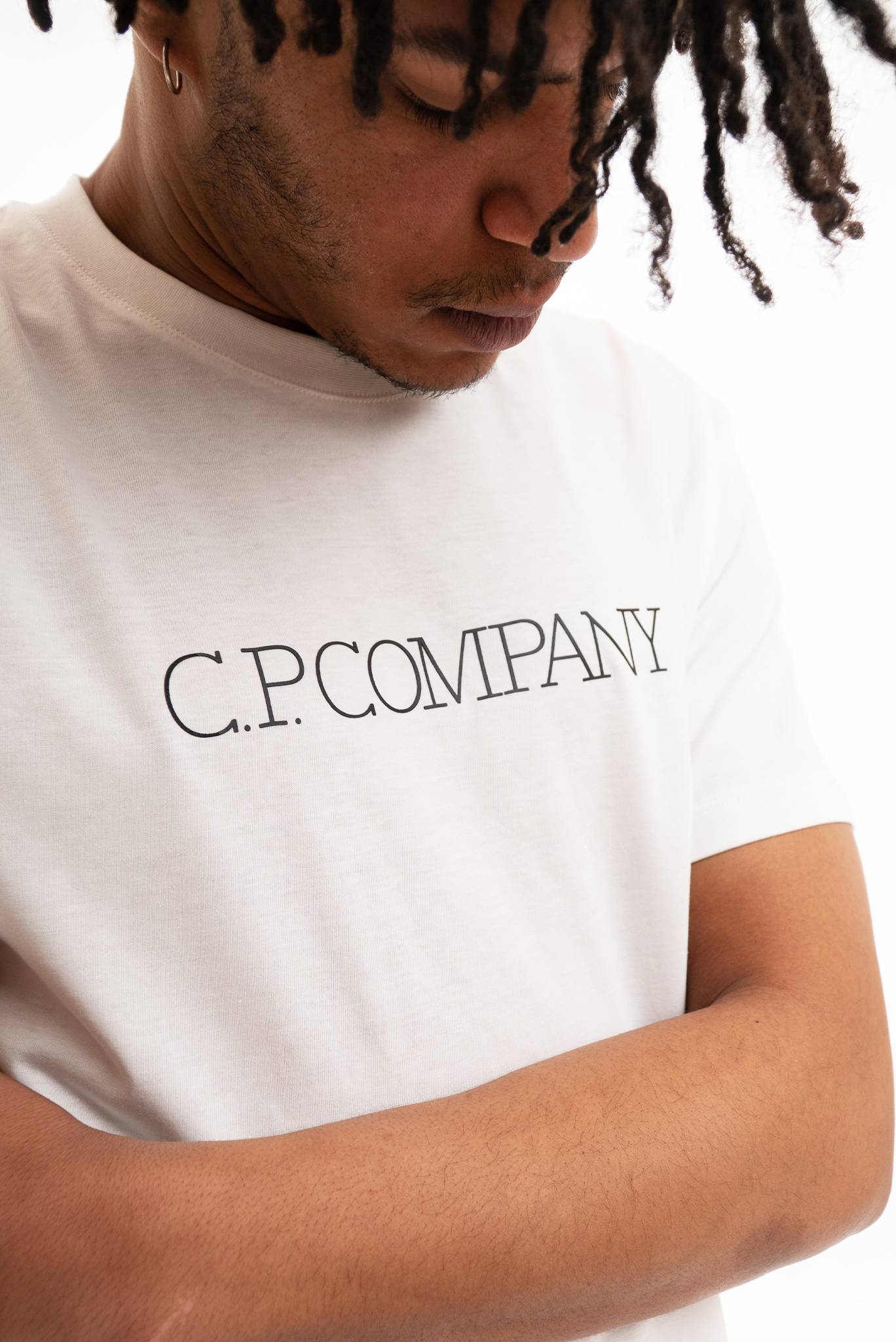 T-shirt in Jersey con Logo Grande Bianco