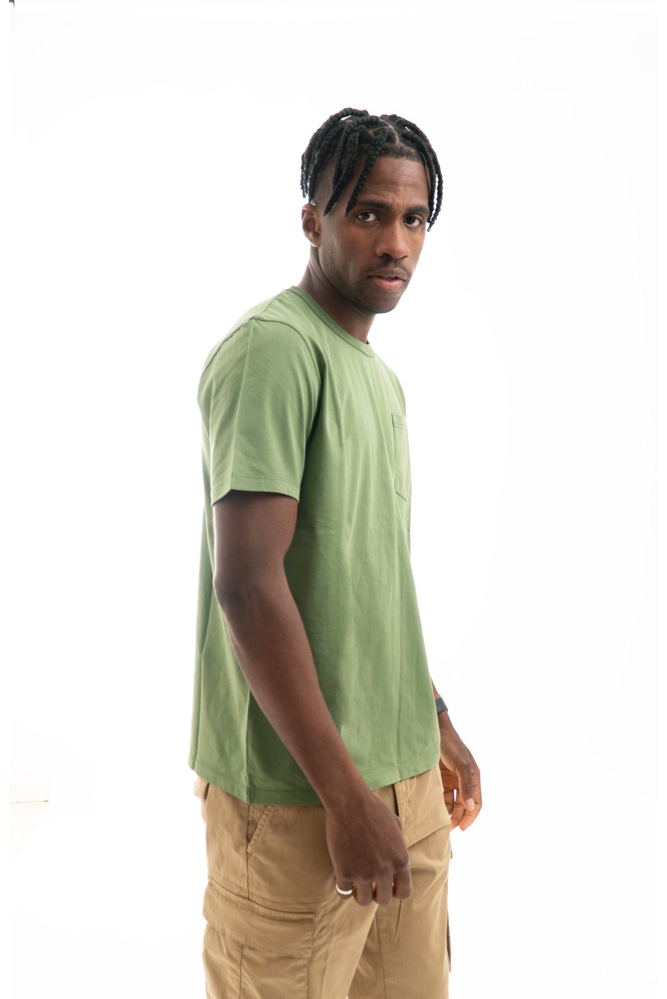 T-shirt in Cotone Basic Verde Militare
