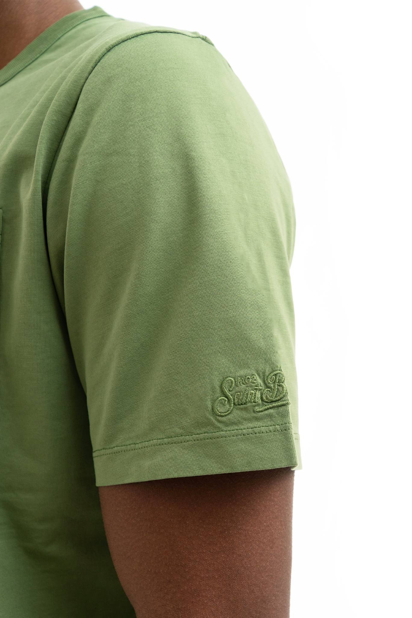 T-shirt in Cotone Basic Verde Militare