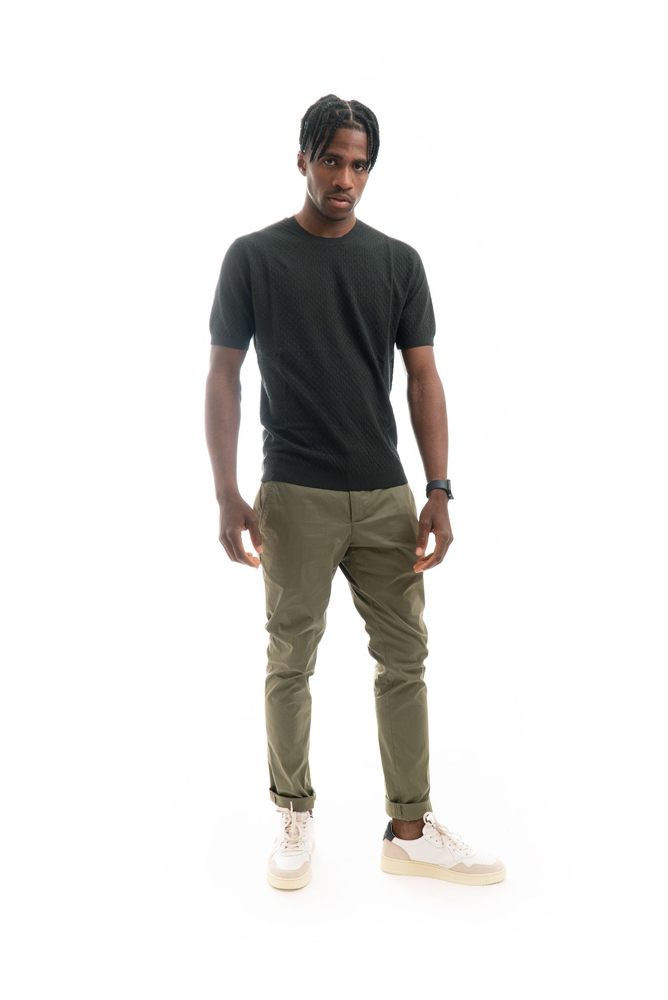 T-shirt in Maglia Lavorata Verde