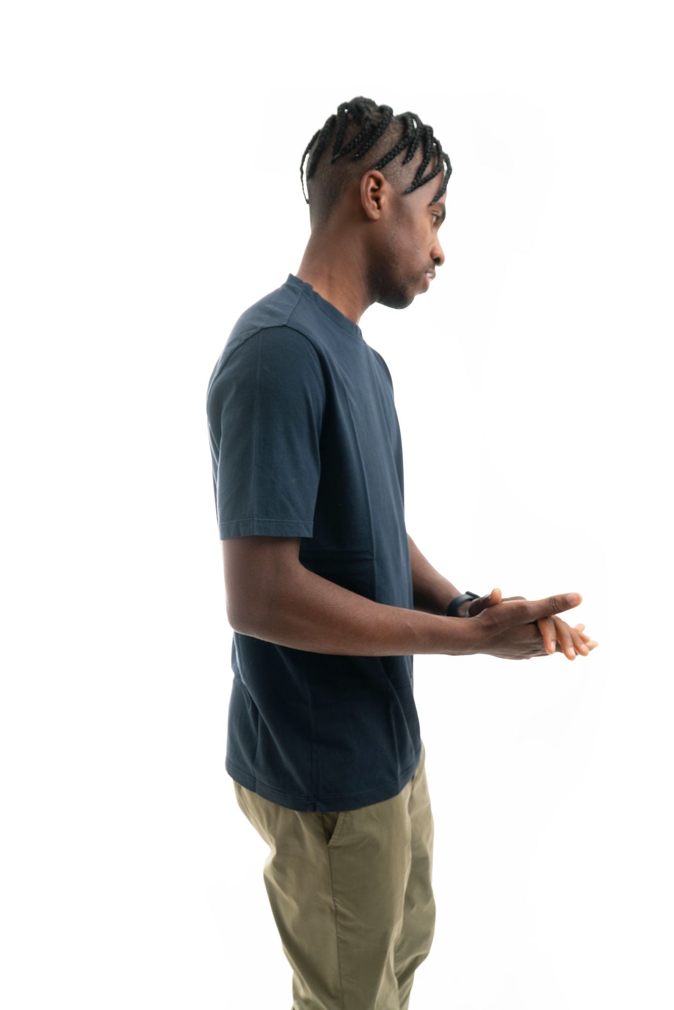 T-shirt Basic con Etichetta Logo Blu Navy