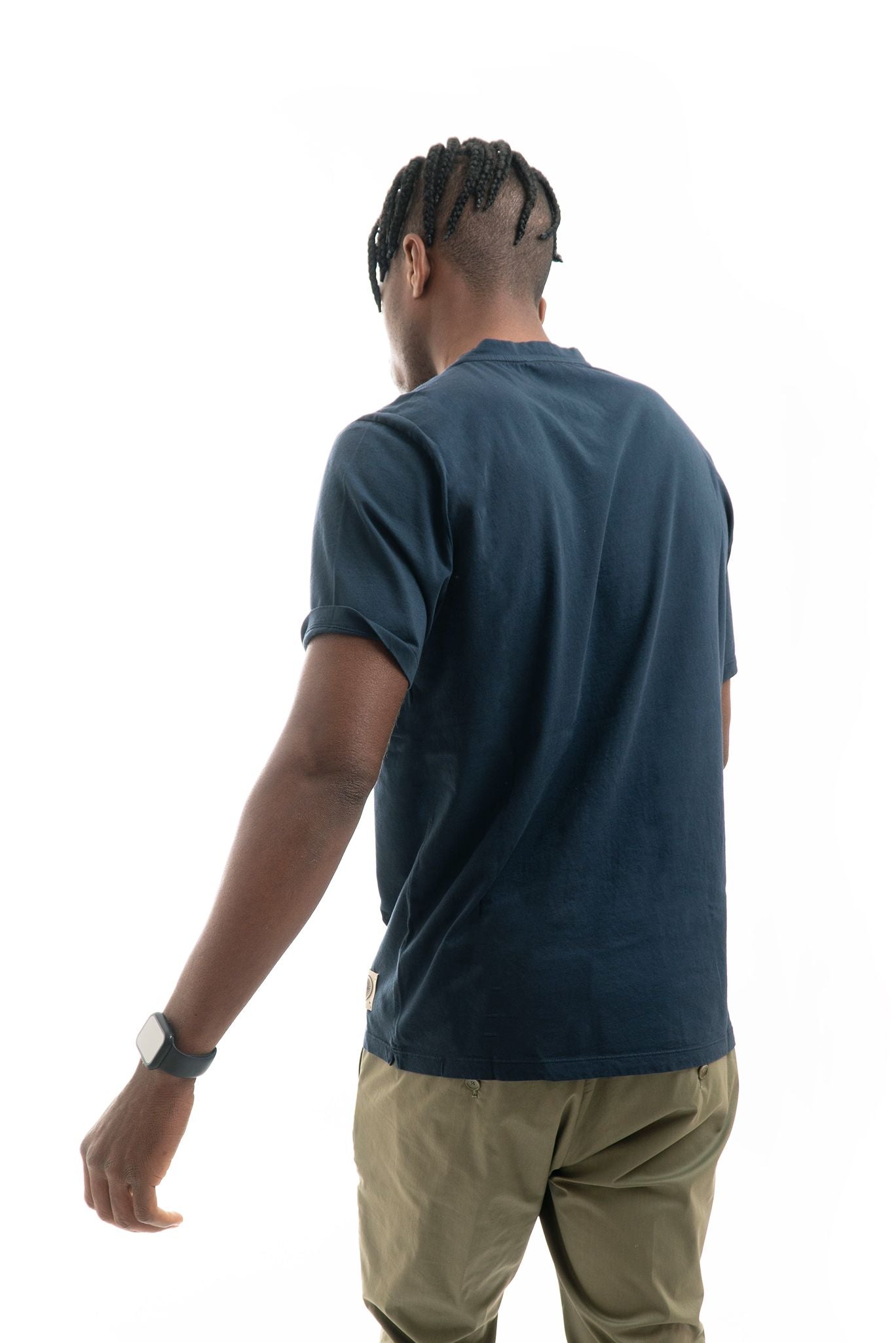 T-shirt Basic con Etichetta Logo Blu Navy