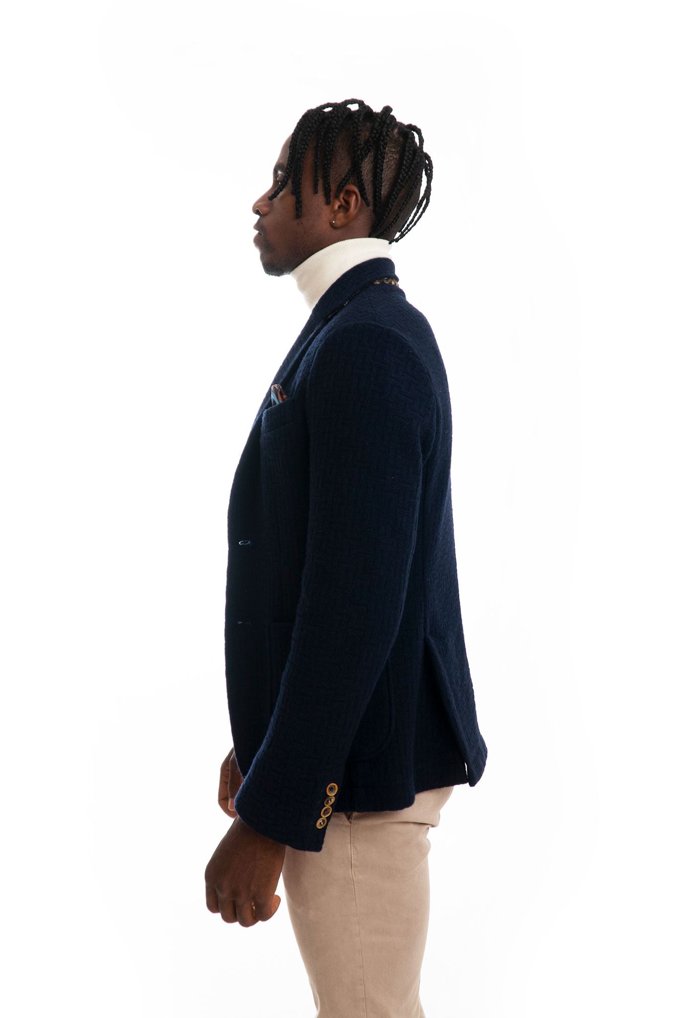 bob company outlet giacca uomo blu in lana , lato