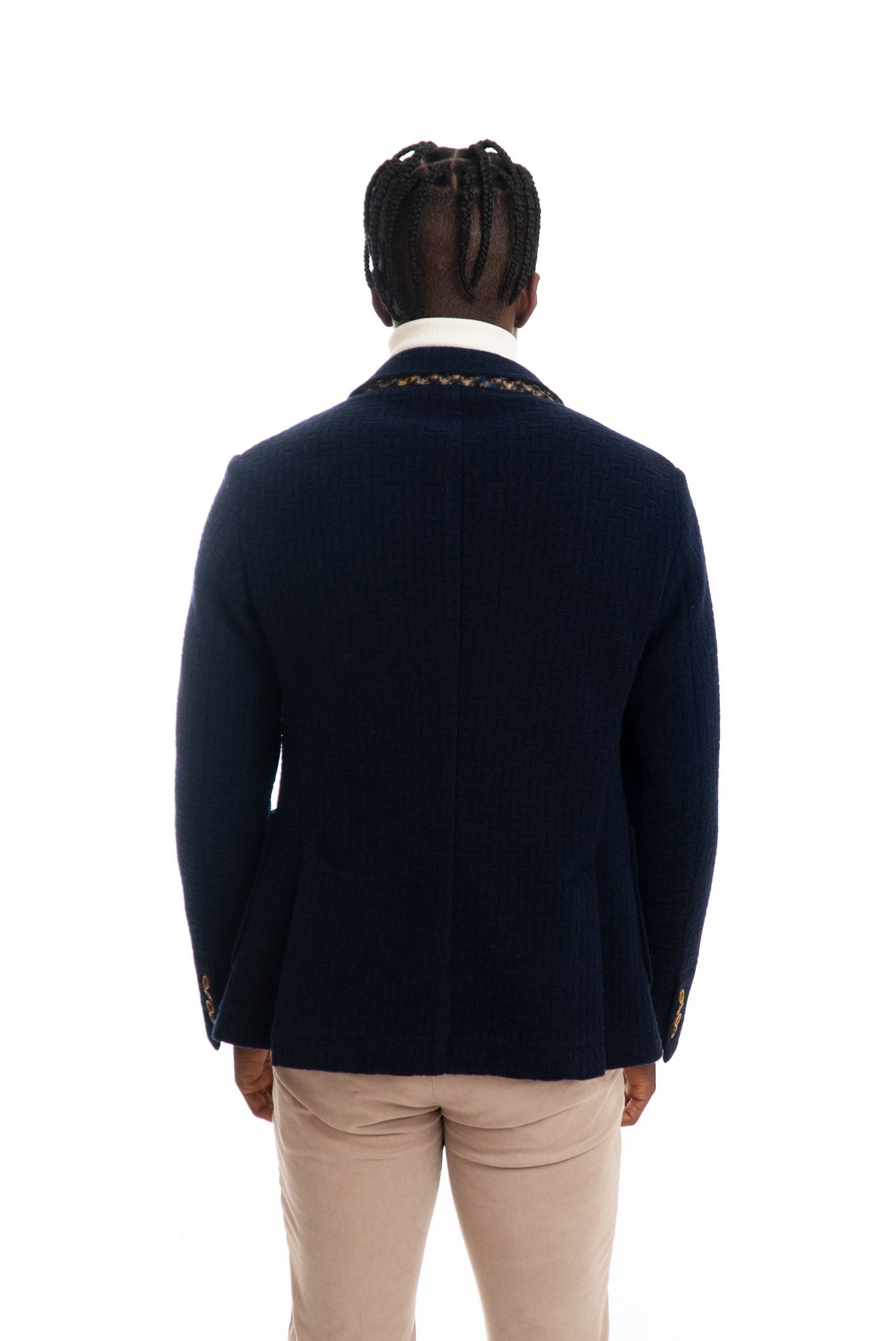 bob company outlet giacca uomo blu in lana , retro