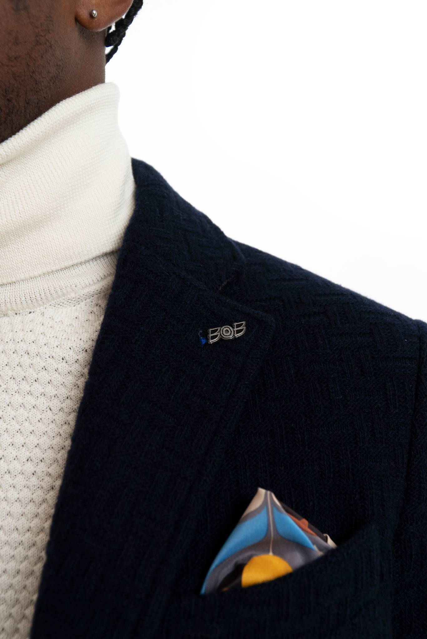 bob company outlet giacca uomo blu in lana , dettaglio