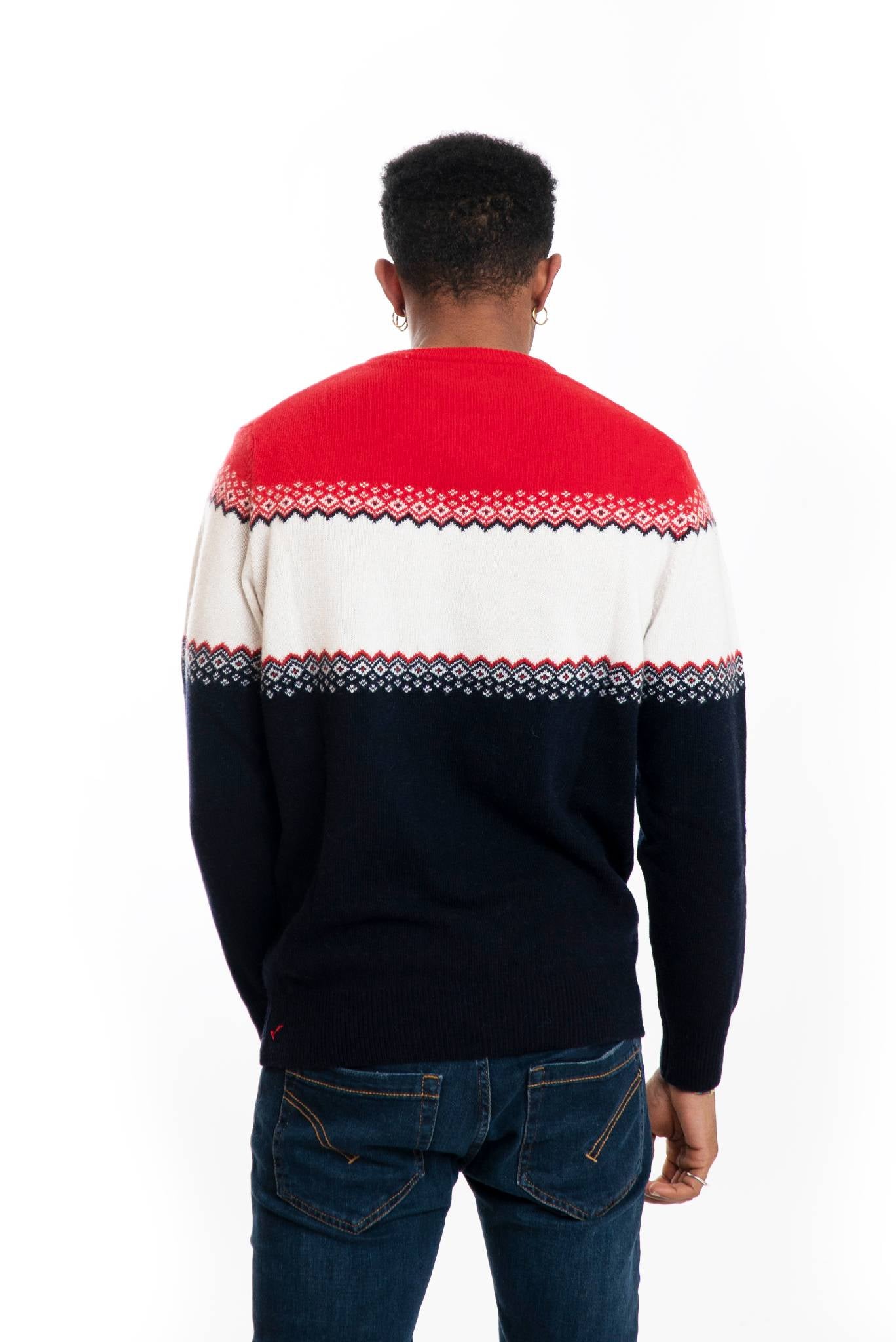 Maglione Blu e Rosso in Misto Lana Cortina