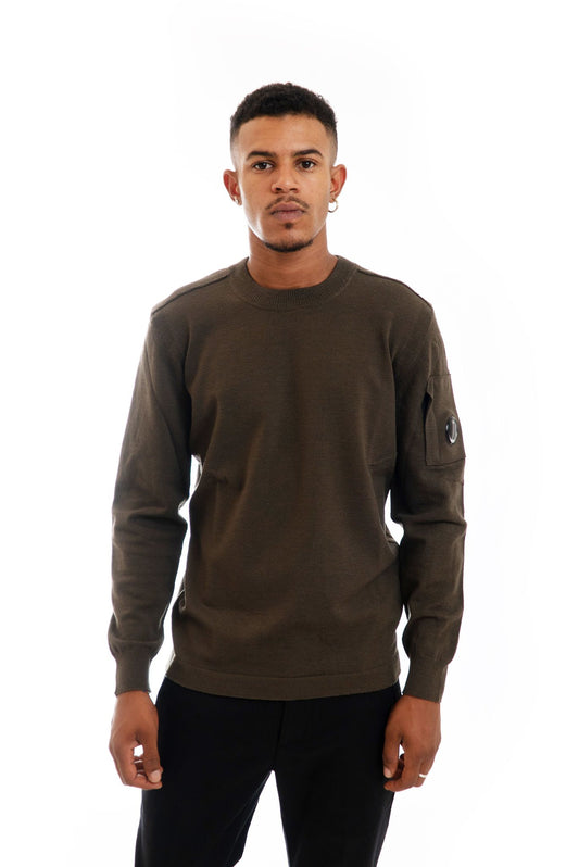 Maglione Verde a Girocollo Merino Wool