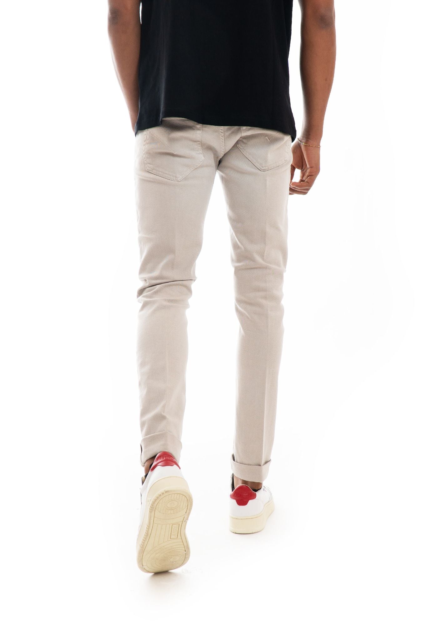 pantaloni beige bull stretch dondup saldi, retro