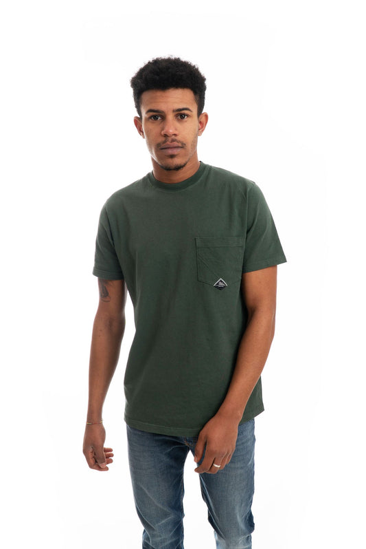 T-Shirt Verde con Taschino e Logo