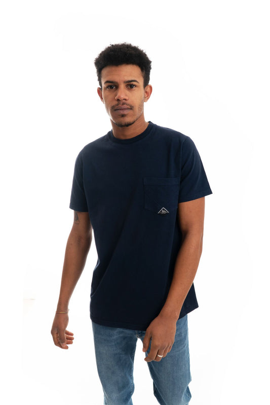 T-shirt Blu con Taschino e Logo