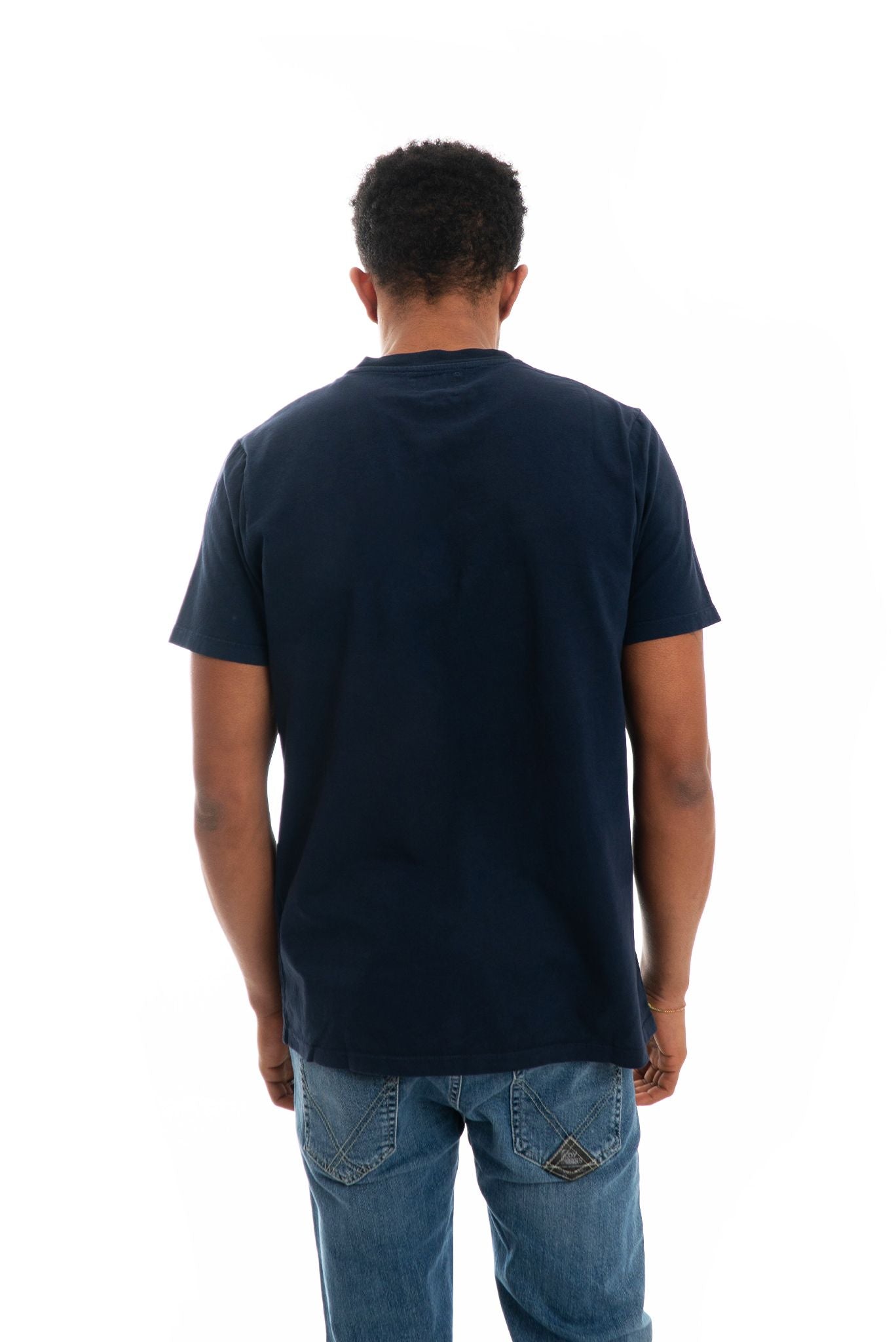 T-shirt Blu con Taschino e Logo