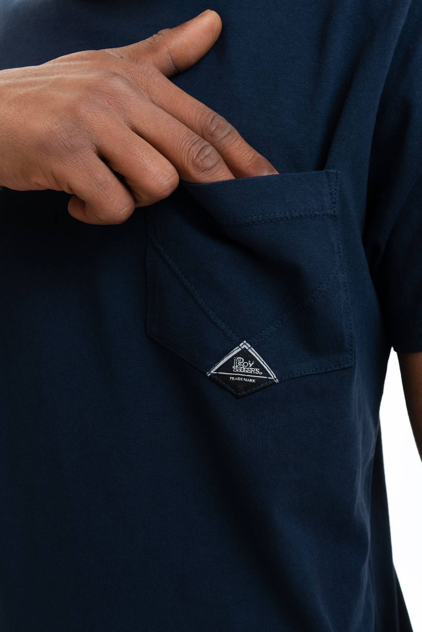 T-shirt Blu con Taschino e Logo