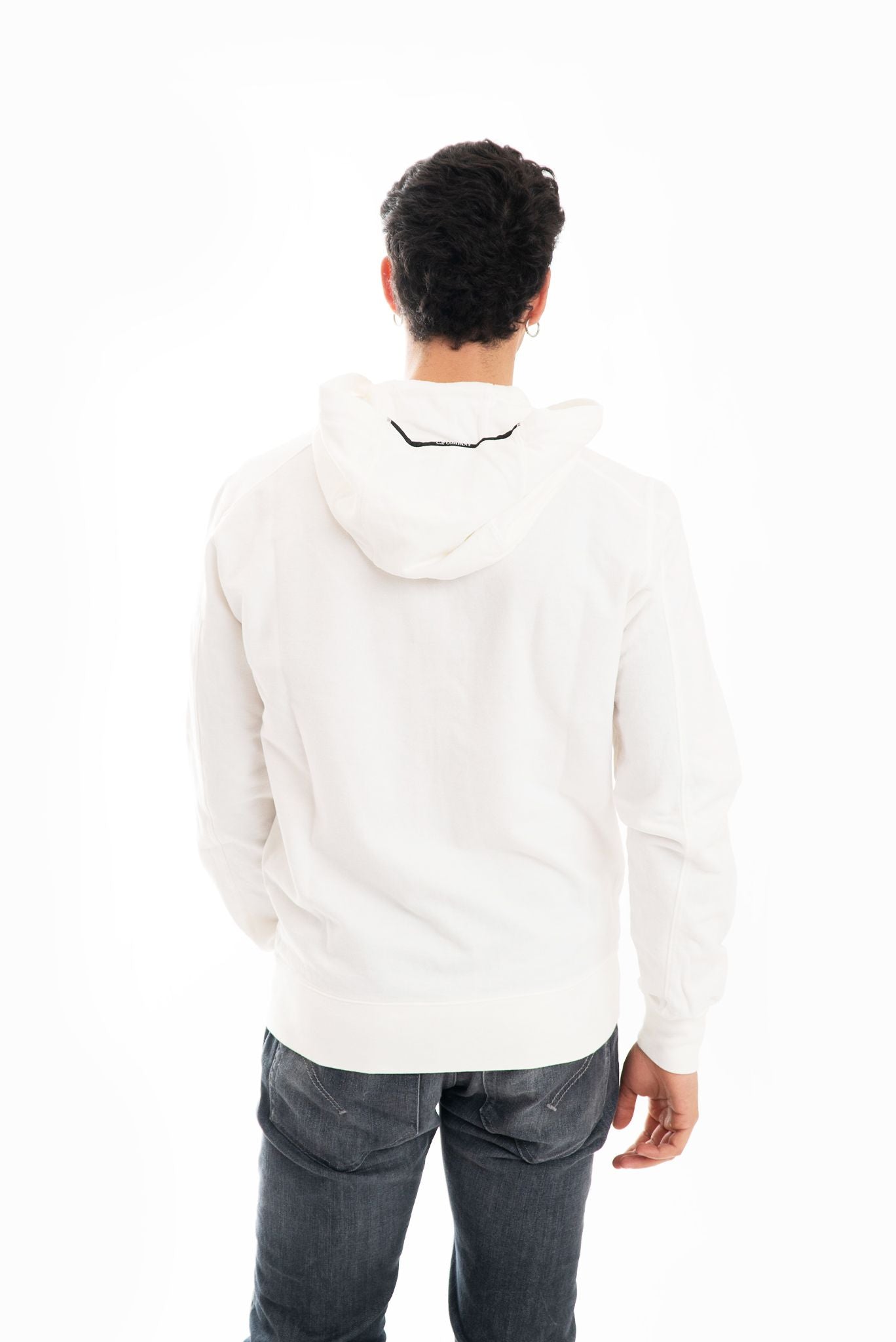 Felpa Bianca Full Zip con Cappuccio