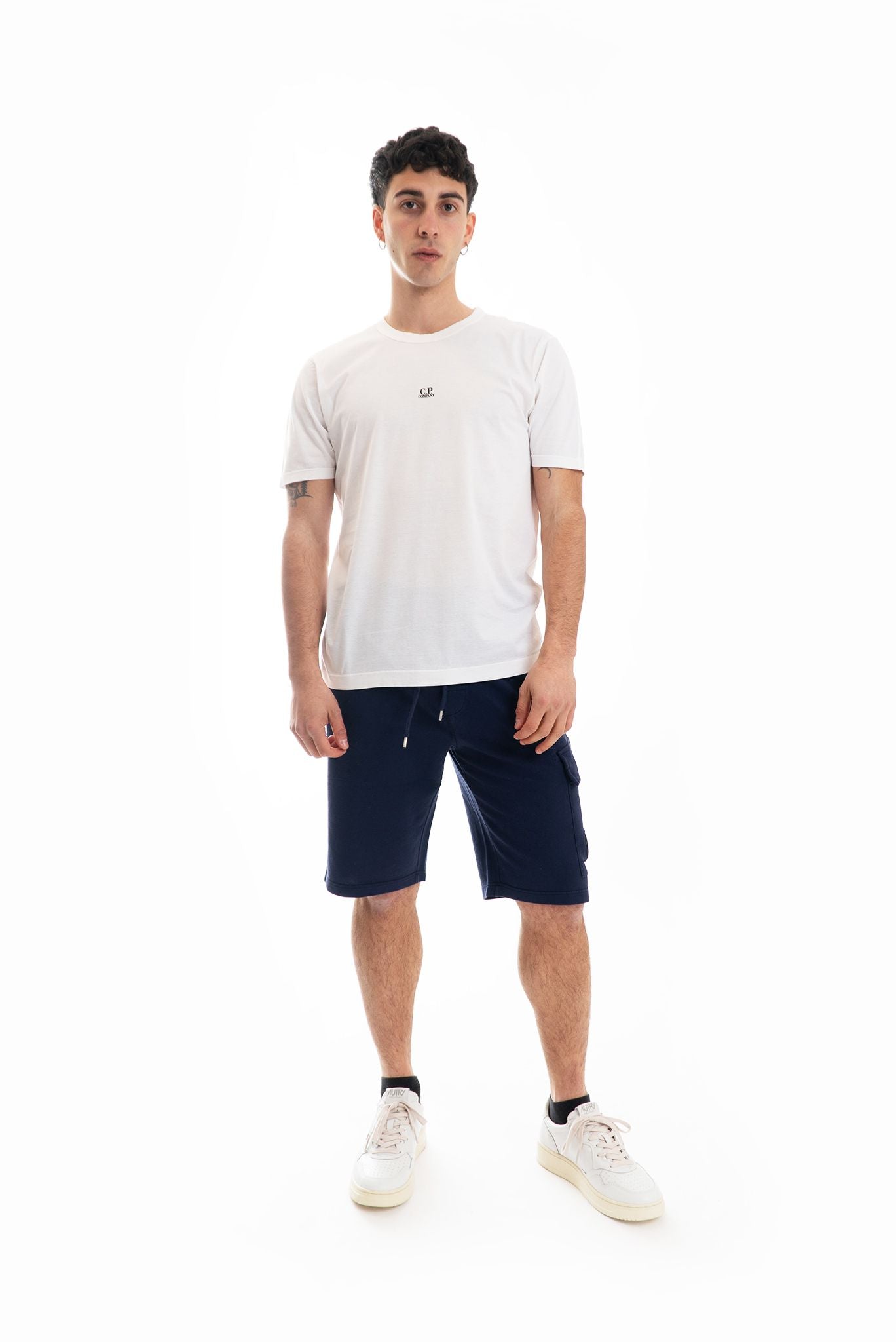 T-shirt Bianca con Logo Centrale