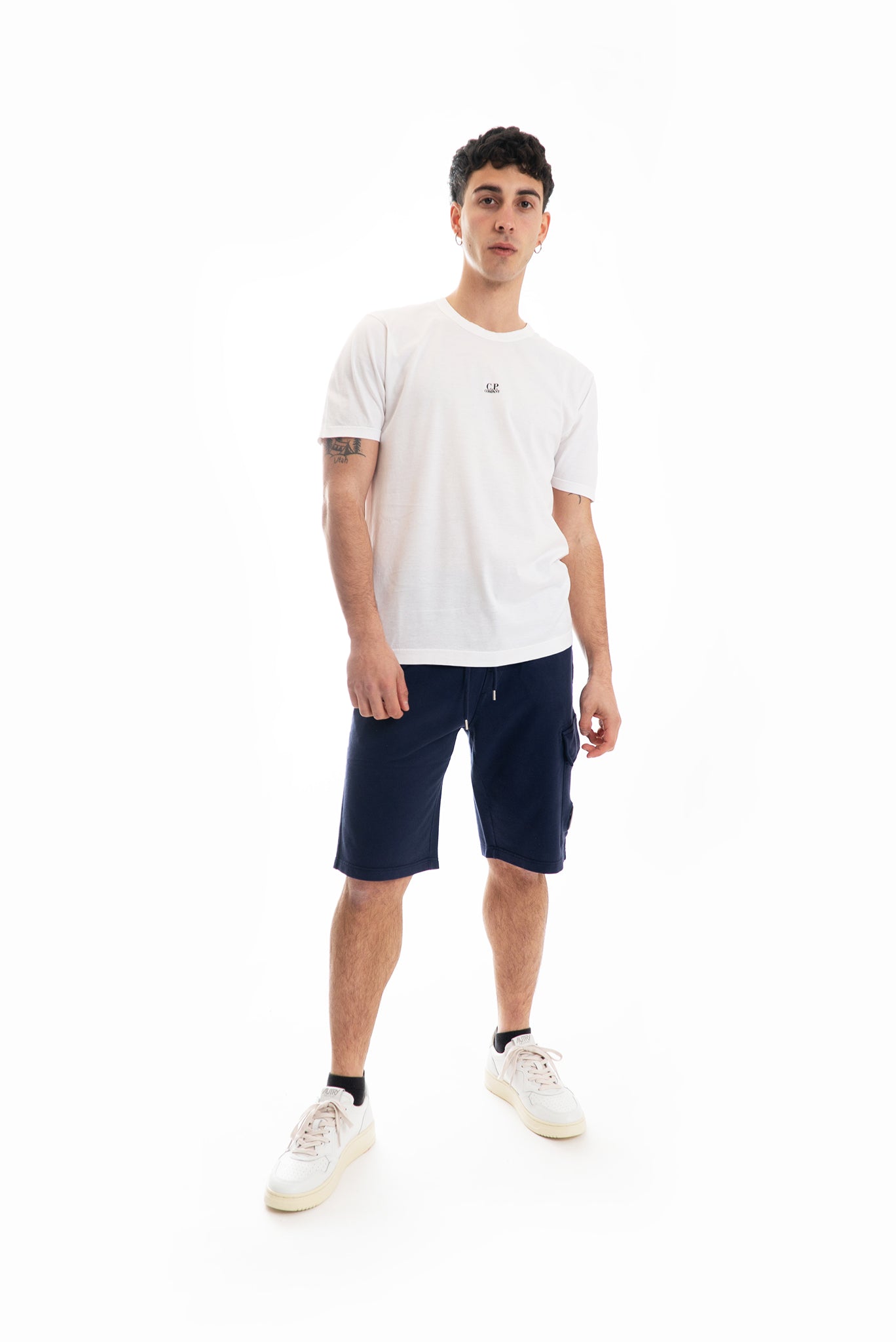 T-shirt Bianca con Logo Centrale