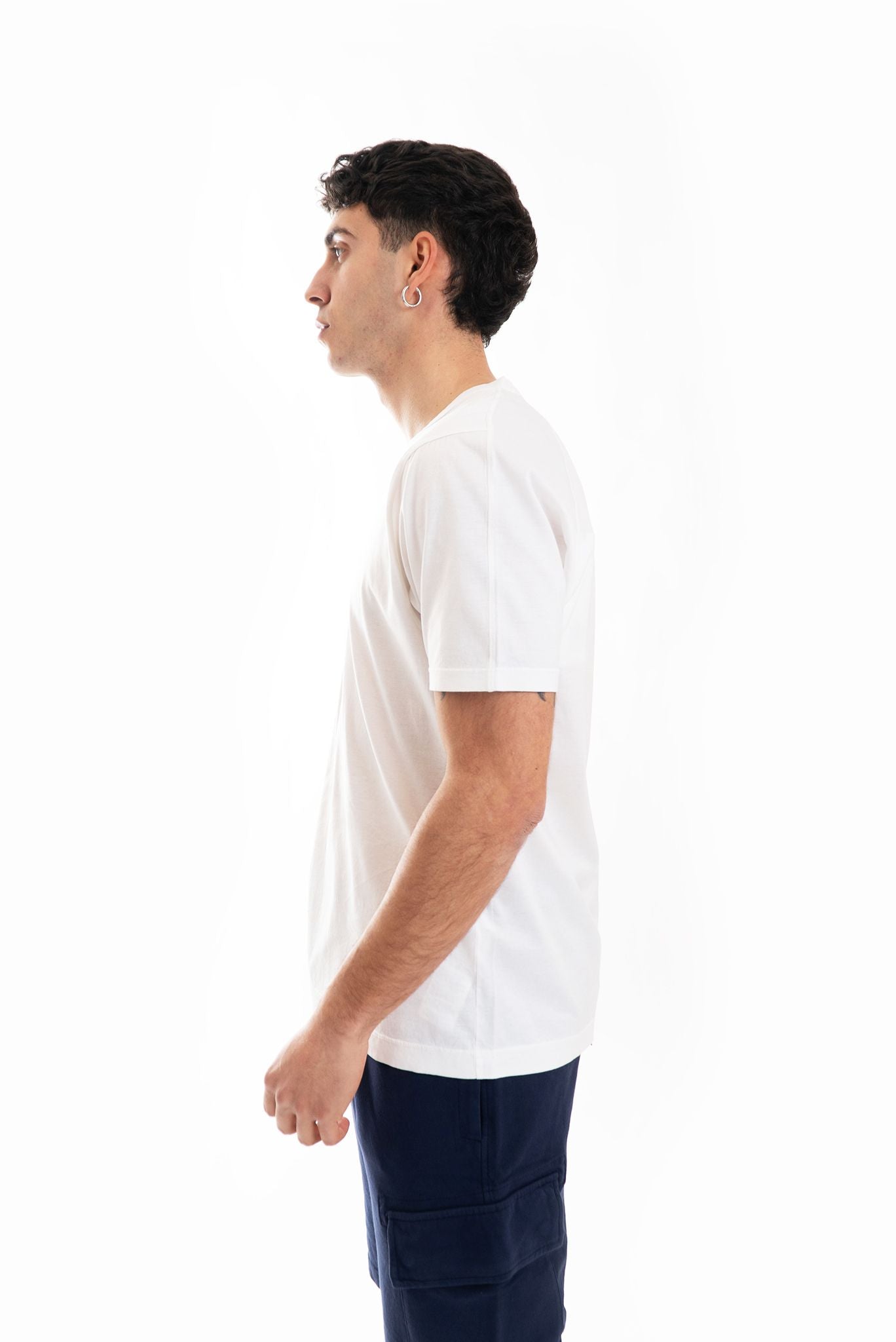 T-shirt Bianca con Logo Centrale