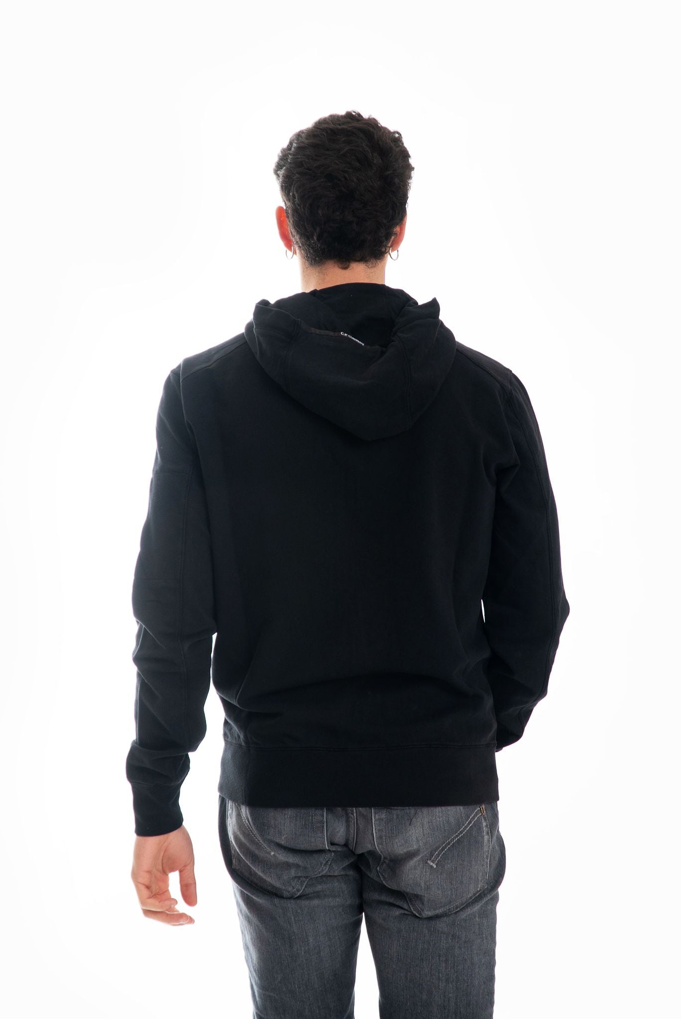 Felpa Nera Full Zip con Cappuccio