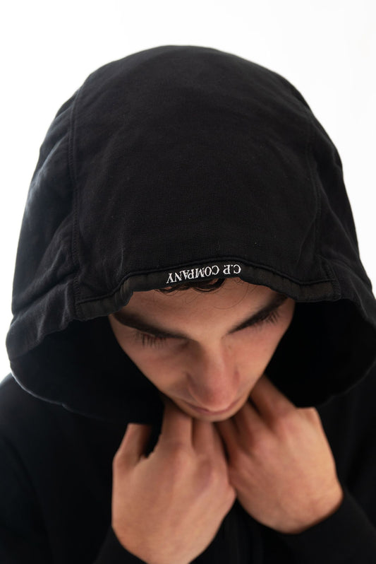 Felpa Nera Full Zip con Cappuccio