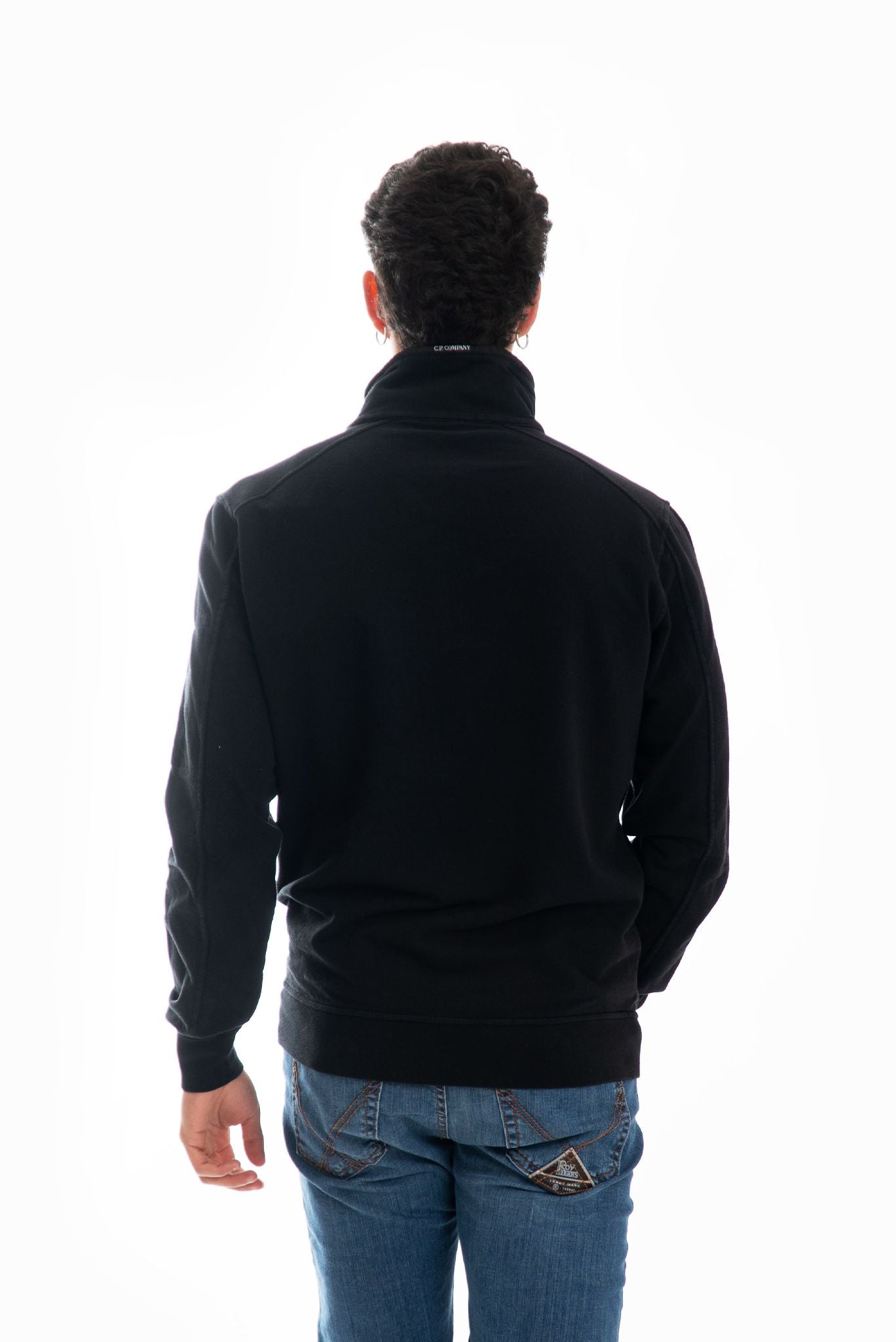 Felpa Nera con Zip e Colletto