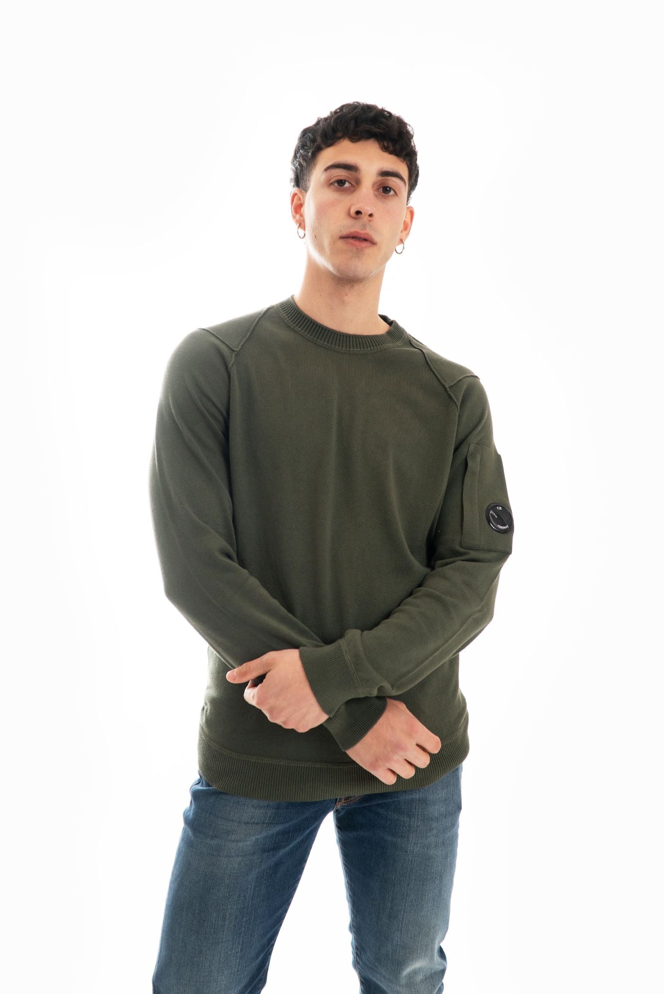 Maglia Verde con Lente e Cuciture in Rilievo