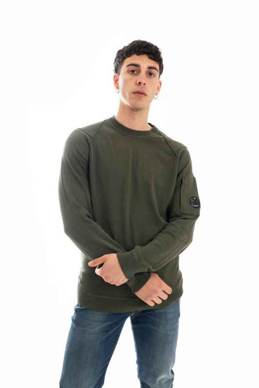 Maglia Verde con Lente e Cuciture in Rilievo