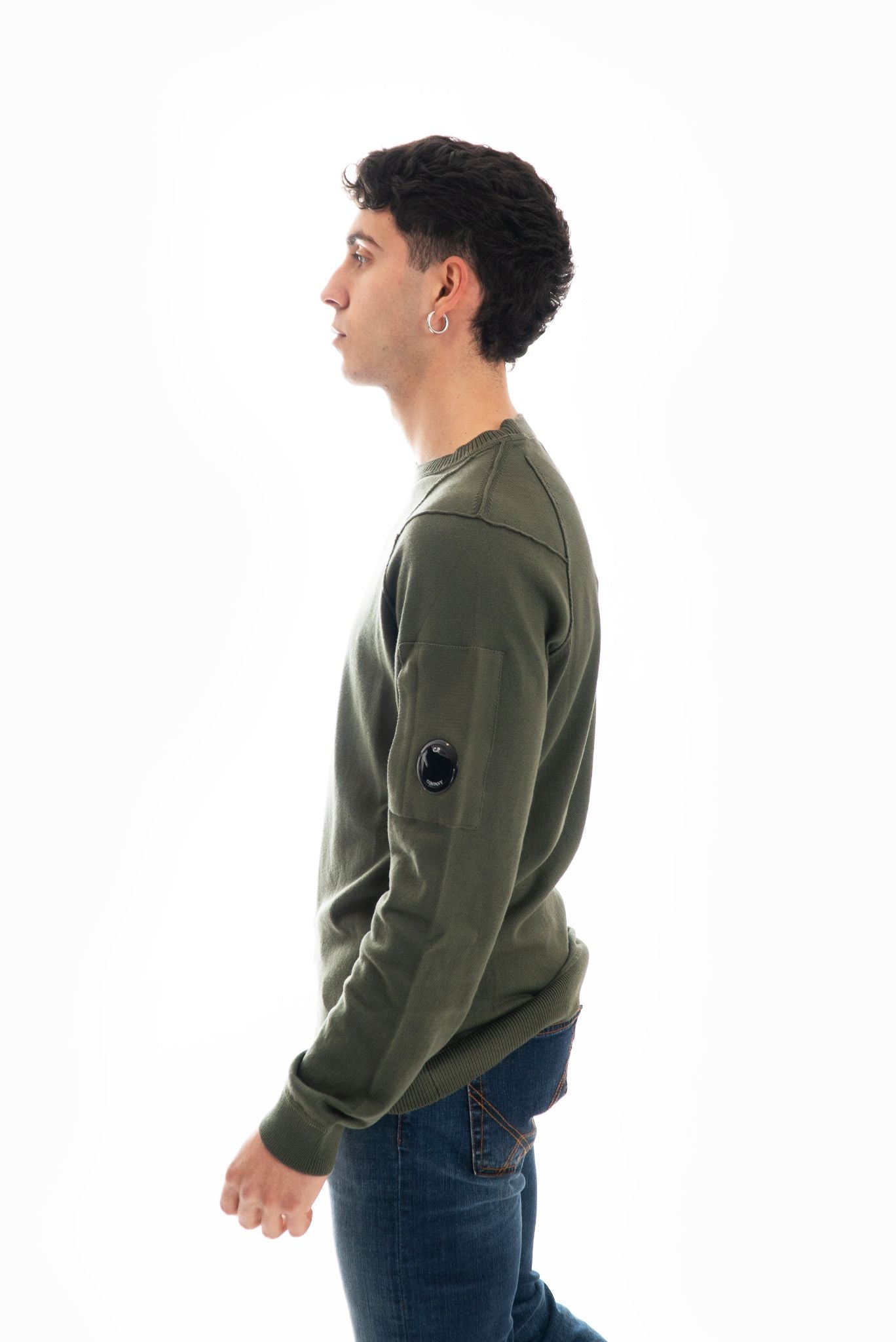 Maglia Verde con Lente e Cuciture in Rilievo