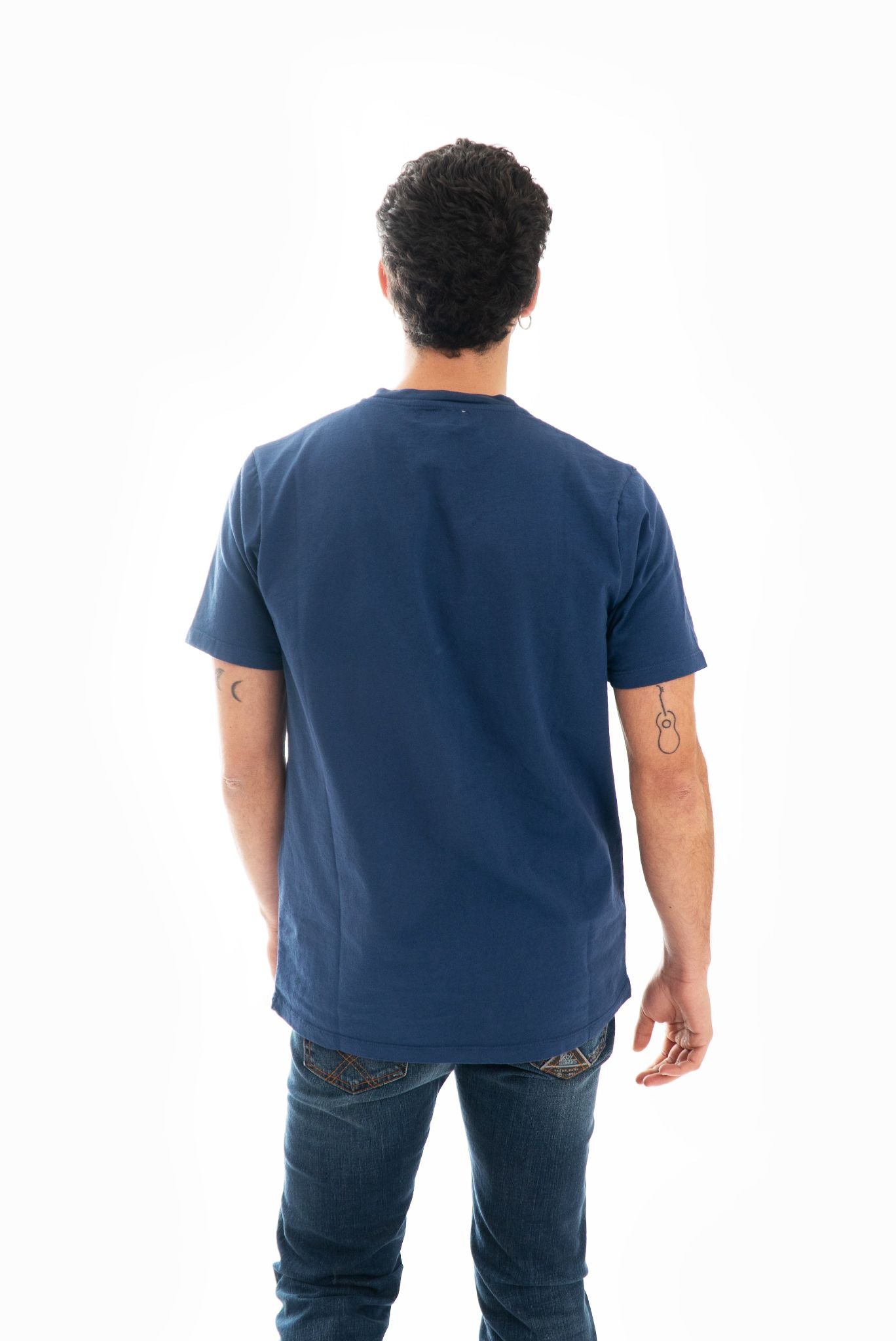 T-shirt Blu con Taschino Denim