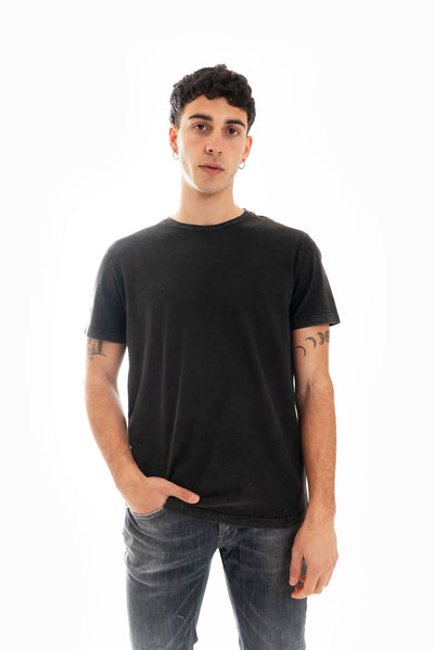 t-shirt vintage nera uomo dondup saldi, fronte