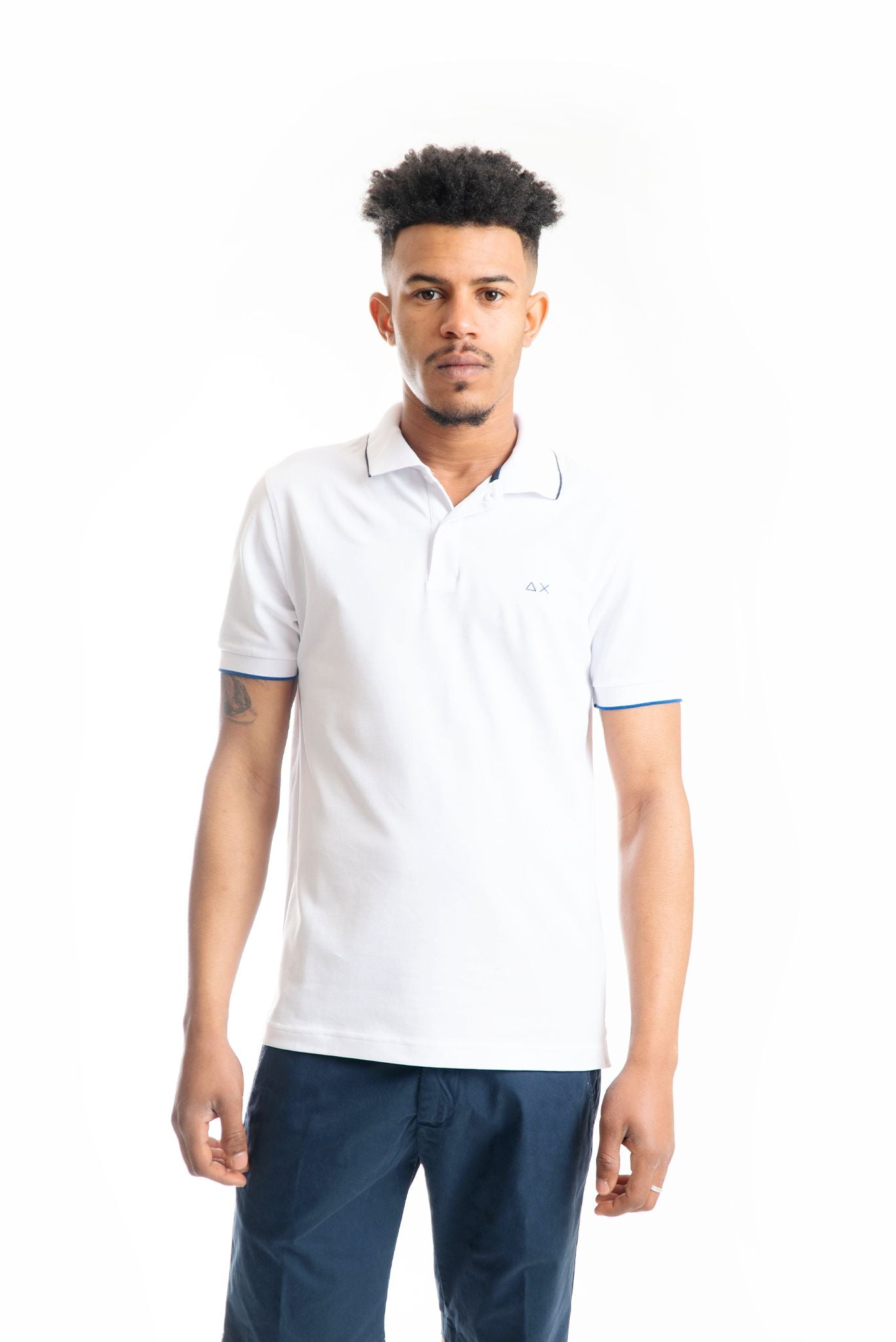 Polo Bianca con Orli a Contrasto