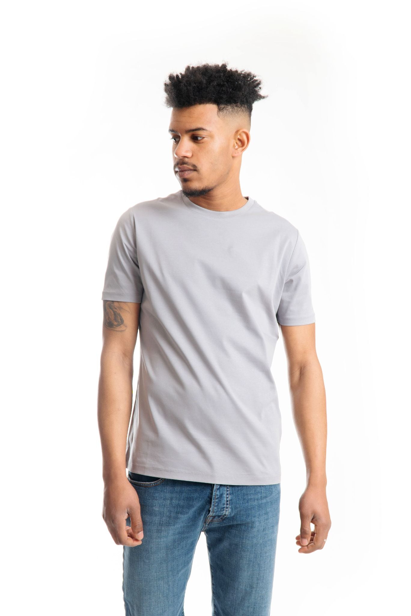 T-Shirt Grigio Perla in Filo di Scozia Shiko