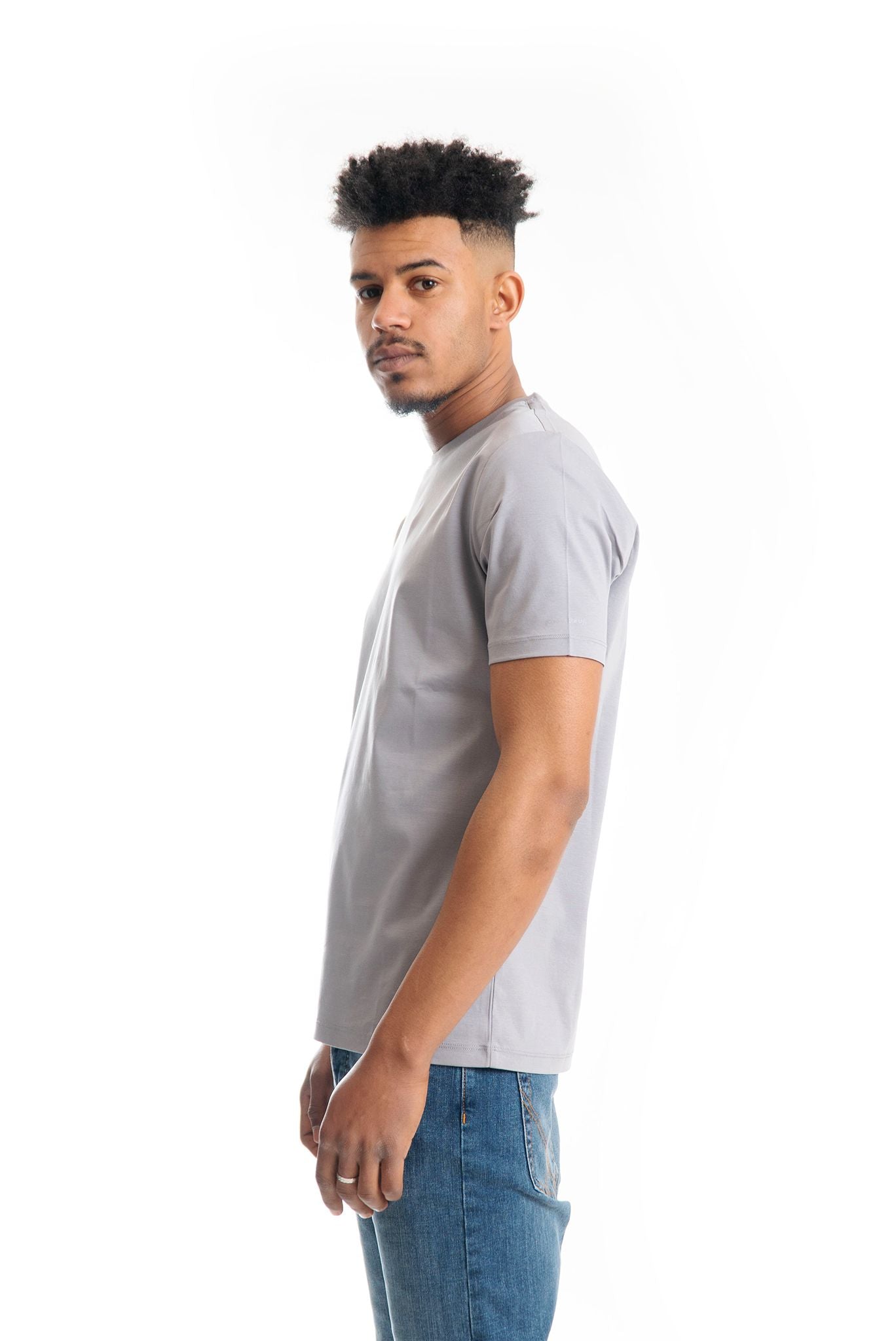 T-Shirt Grigio Perla in Filo di Scozia Shiko