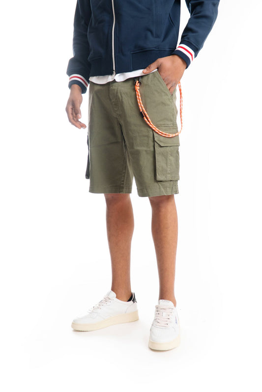 Bermuda Cargo Verde Militare Con Laccio Fluo