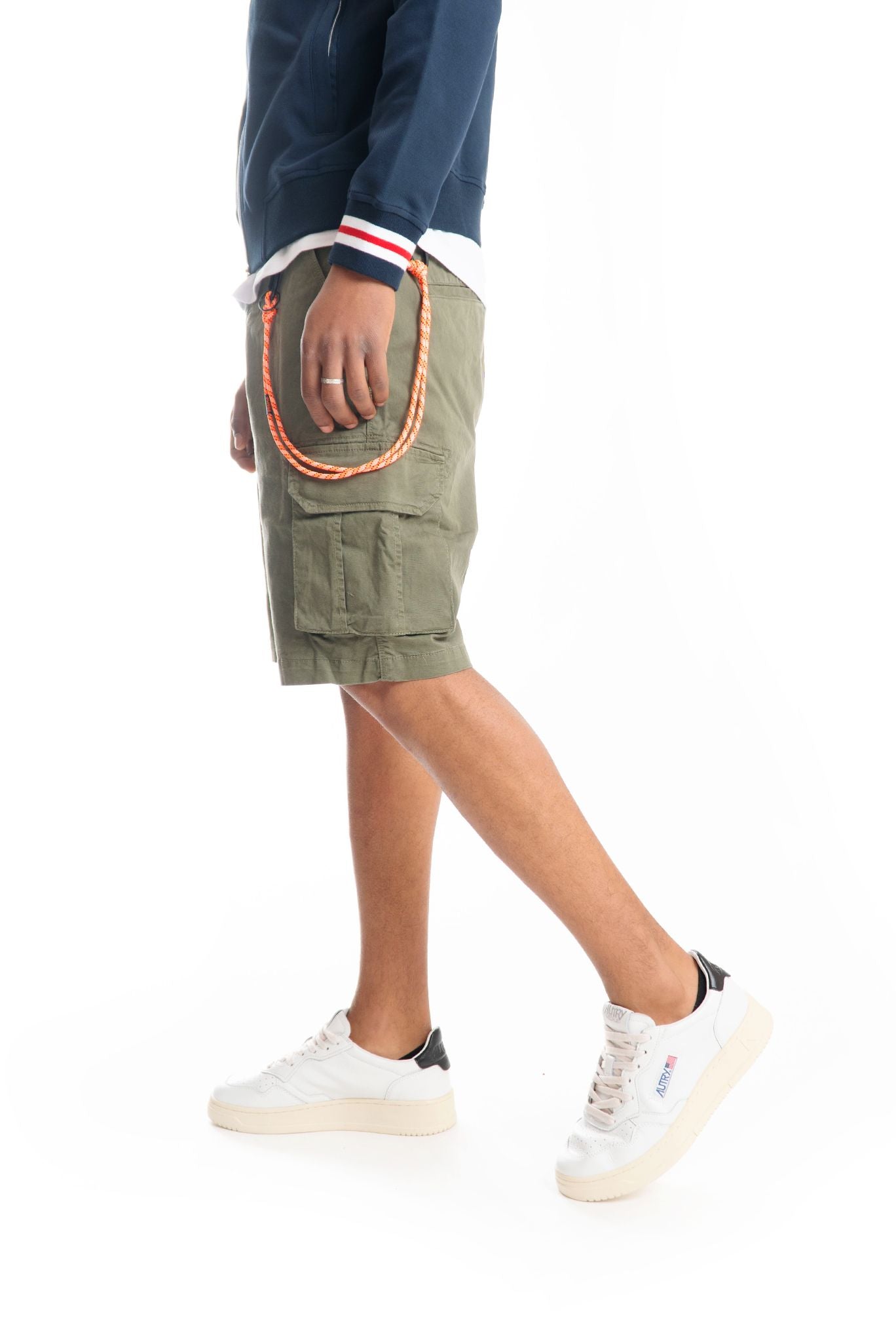 Bermuda Cargo Verde Militare Con Laccio Fluo