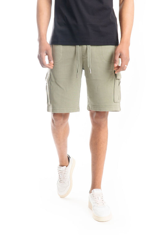 Bermuda Verde Militare Cargo di Felpa