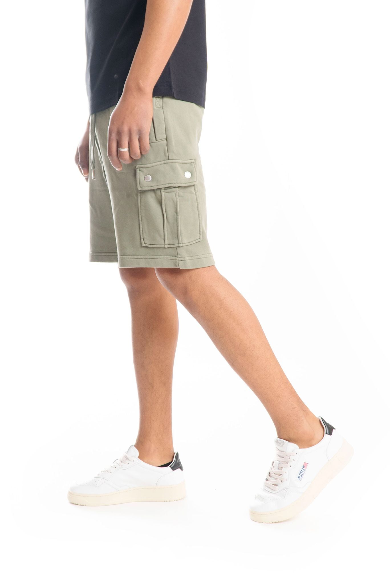 Bermuda Verde Militare Cargo di Felpa