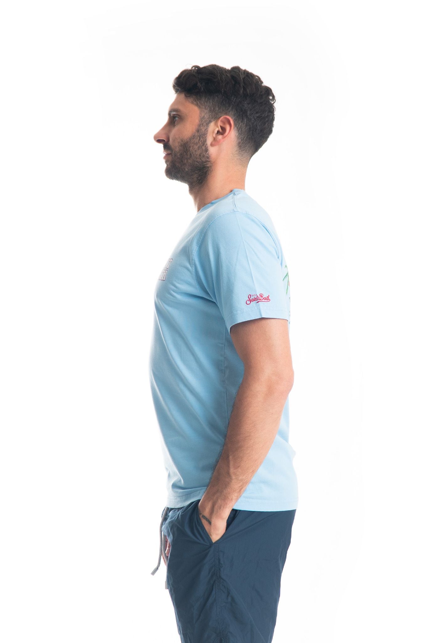 maglietta saint bart celeste, lato