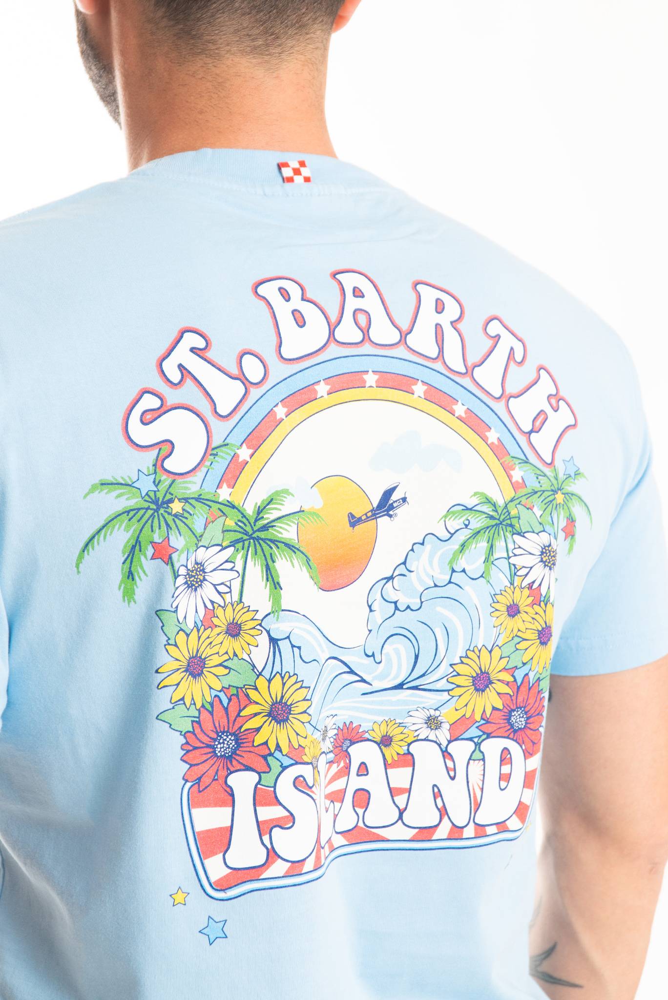 maglietta saint bart celeste, dettaglio retro